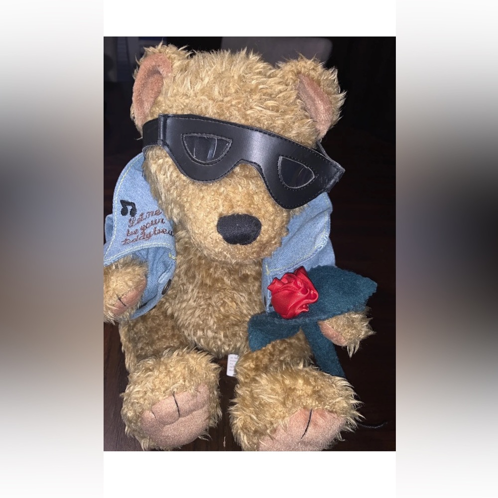 NEW LET ME BE YOUR TEDDY BEAR ELVIS PRESLEY DENIM JACKET GLASSES PLUSH